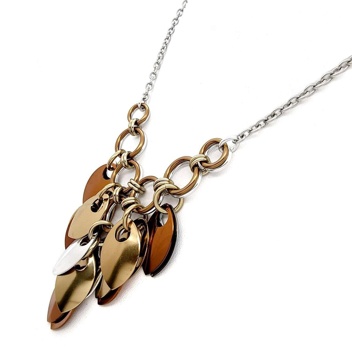 Necklace - Reversible V Feather Cascade (Shades of Brown) by Rebeca Mojica