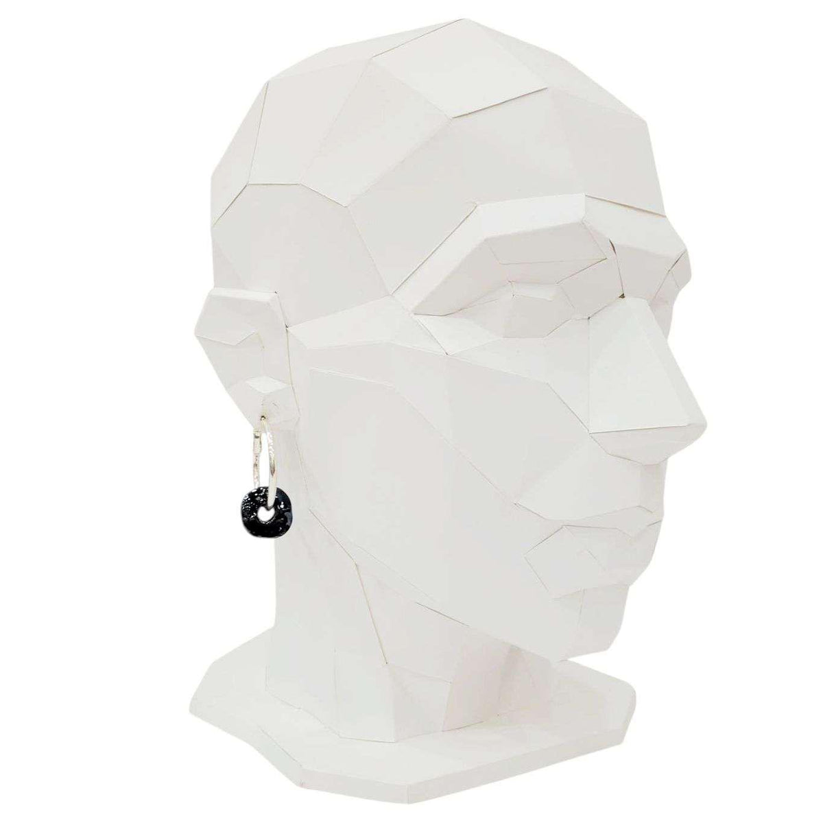 Earrings - Ceramic Ring Hoops (Black Sea) by Diana Kauffman