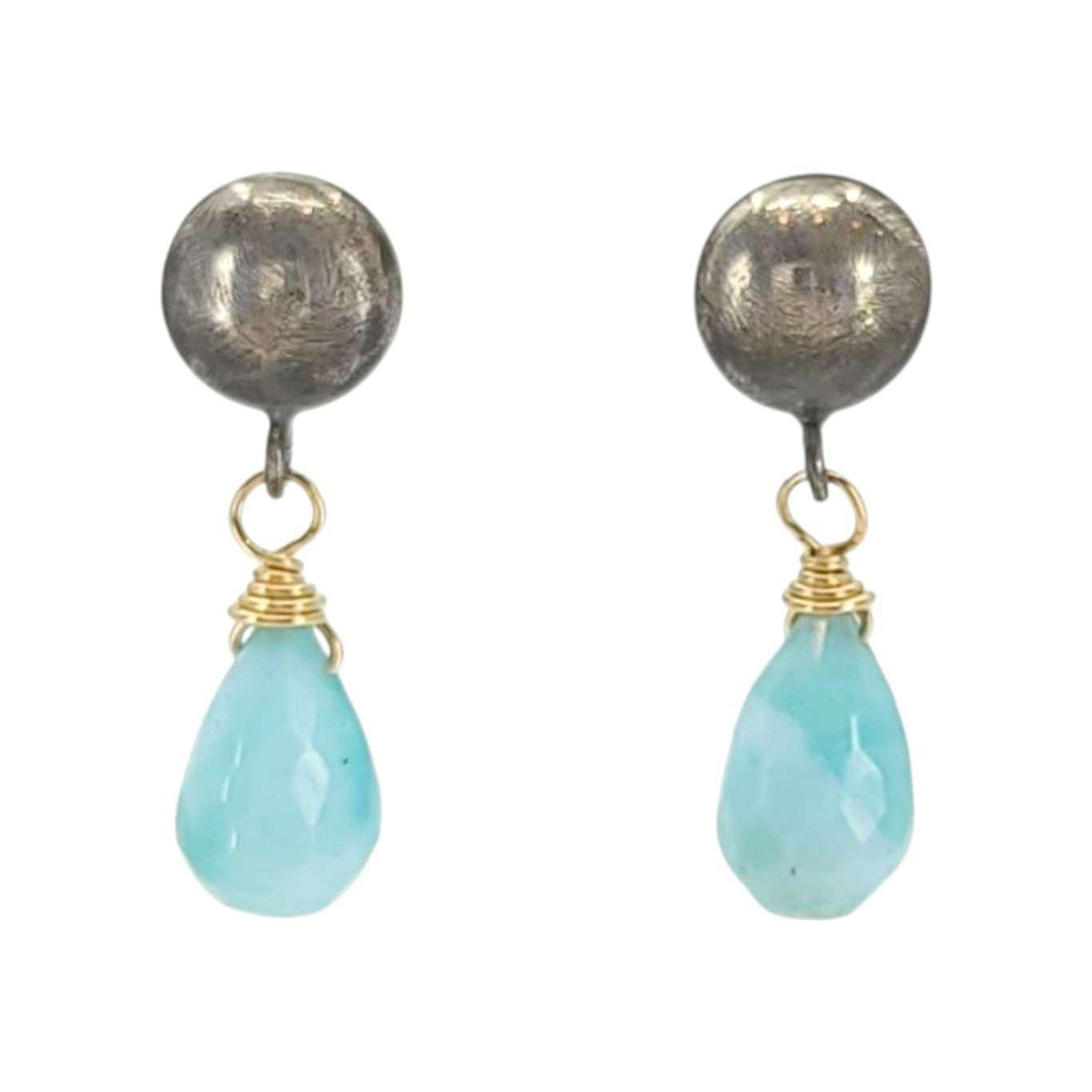 Earrings - Round Post Drops (Larimar) by Calliope Jewelry