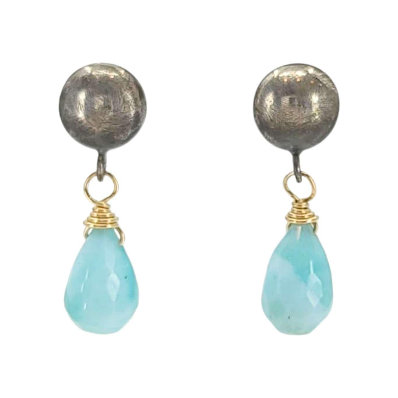 Earrings - Round Post Drops (Larimar) by Calliope Jewelry
