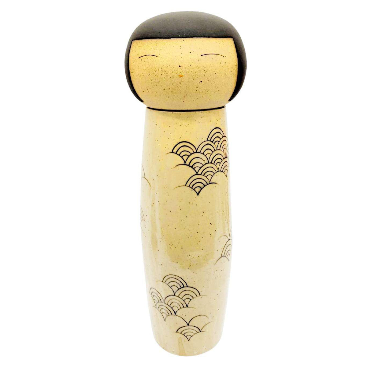 Kokeshi Jar - XXXL - Peaceful "Up Up Up" Black Wave (OOAK) by Jennifer Fujimoto Collection