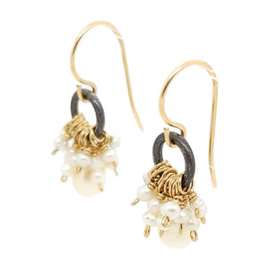 Earrings - Pearl and Gold Clusters by Calliope Jewelry