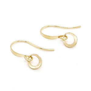 Earrings - Tiny Ring Dangles in 14k Yellow Gold by Michelle Chang