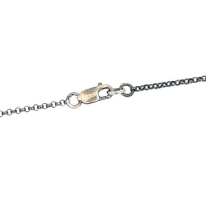 Necklace - Vertical Duo (Opalized Wood, Chalcedony) by Three Flames Silverworks