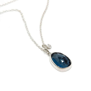 Necklace - Theia in London Blue Topaz and Sterling Silver with Diamond by Corey Egan