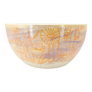 Bowl - Large Stoneware Purple Orange Flowers by Clay It Forward