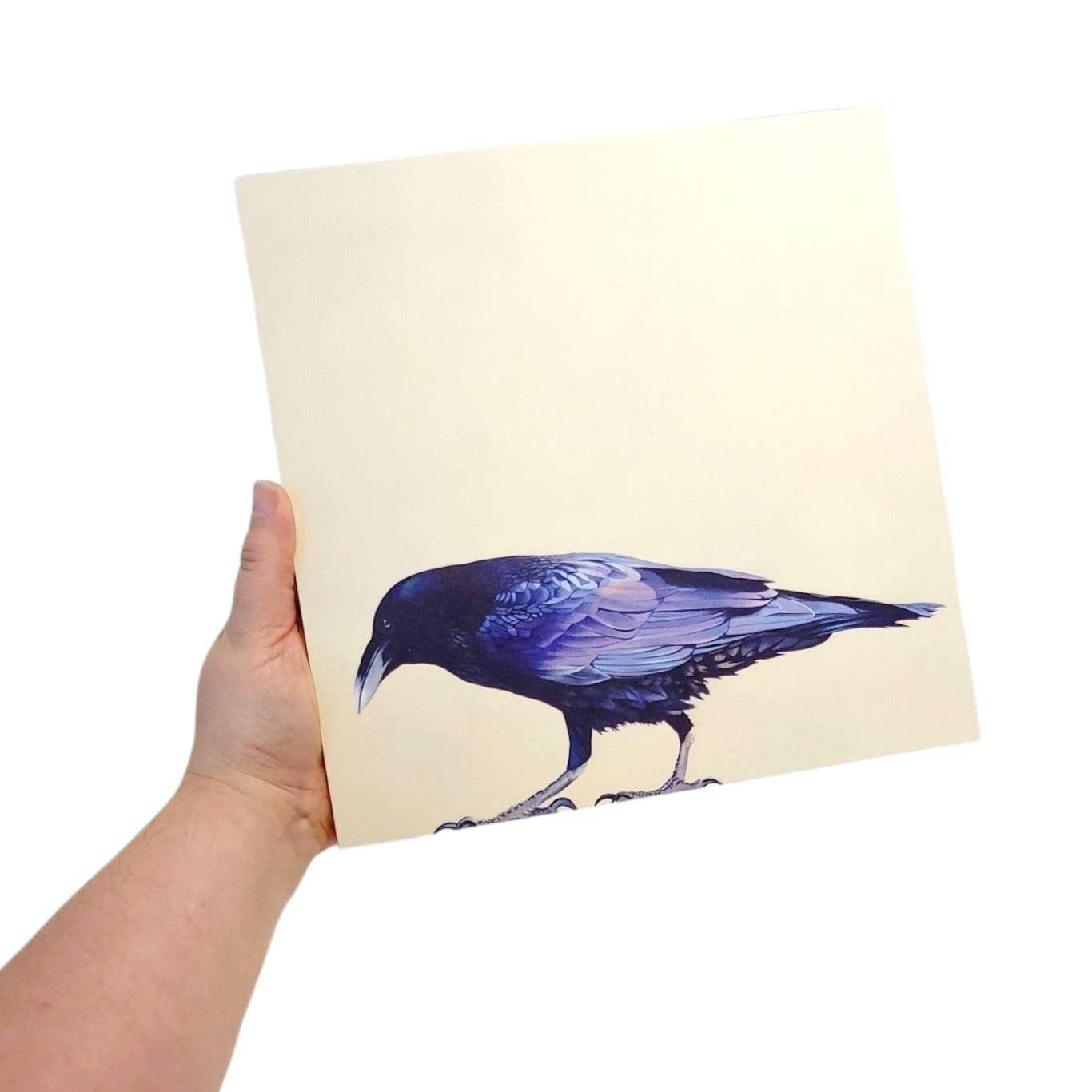 Wall Art - Raven on 10in x 10in Wood Panel by The Mincing Mockingbird