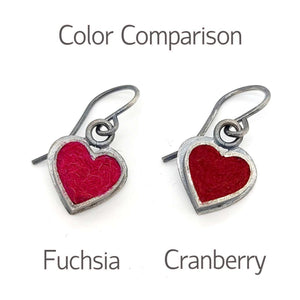 Earrings - Small Heart Drops in Fuchsia Pink by Michele A. Friedman