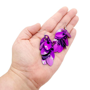 Earrings - Long Leafy Cascade in Shades of Purple by Rebeca Mojica