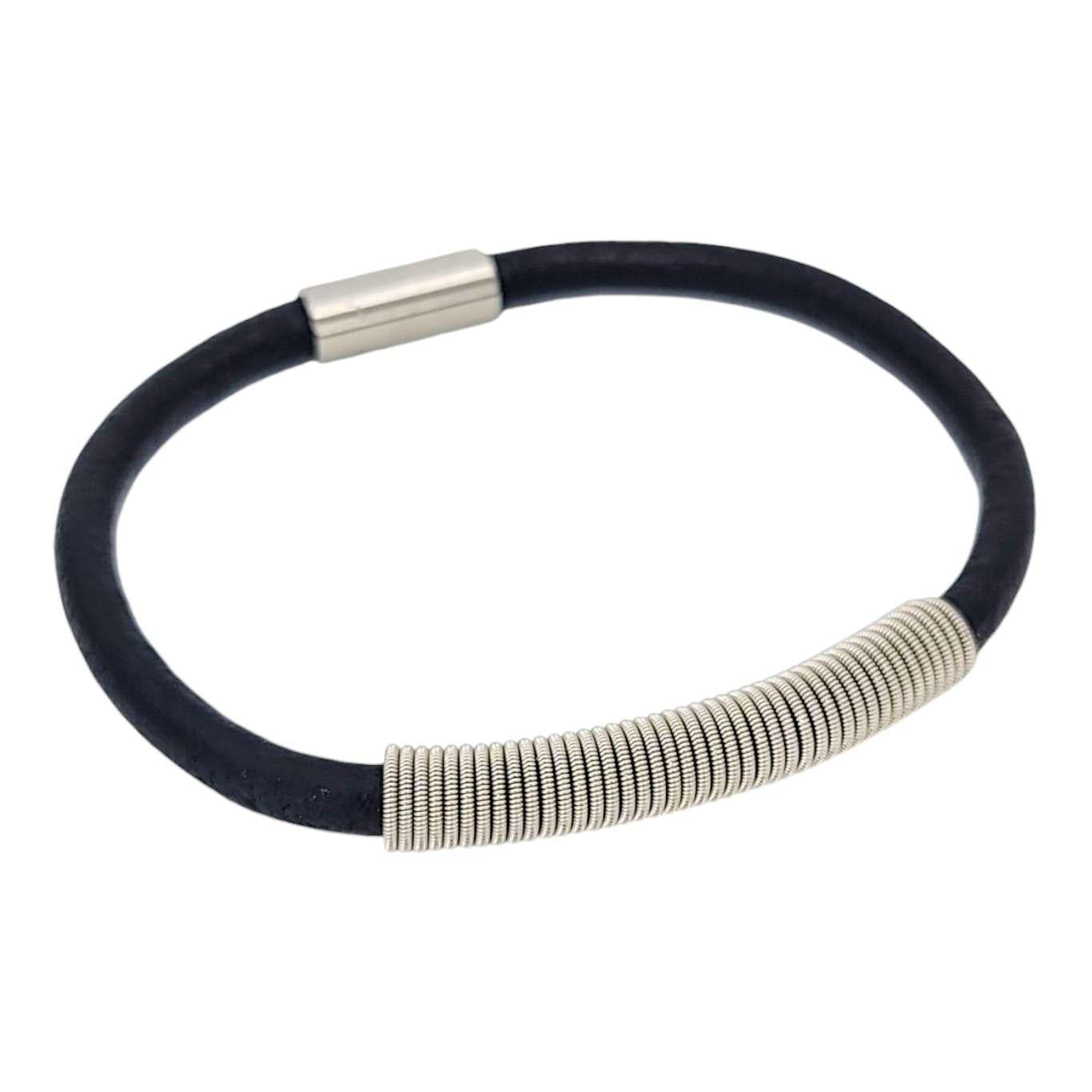 Bracelet - L - Wound Up Leather (Black) by High Strung Studios