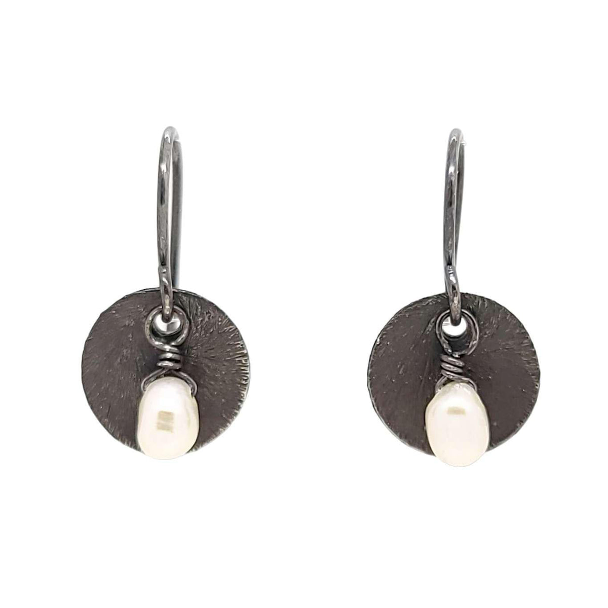 Earrings - Simple Silver Cup with Pearl by Calliope Jewelry