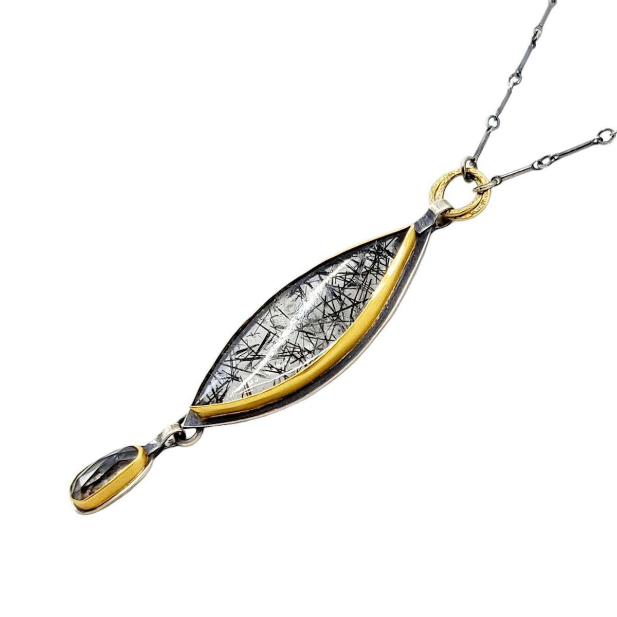 Necklace - Rutilated Quartz Aquamarine 14k 18k Gold by Allison Kallaway