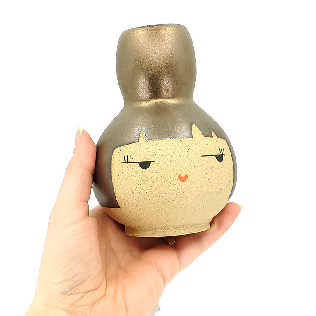 Vase - Side Eye Buddy (Bronze Hair) by Jennifer Fujimoto