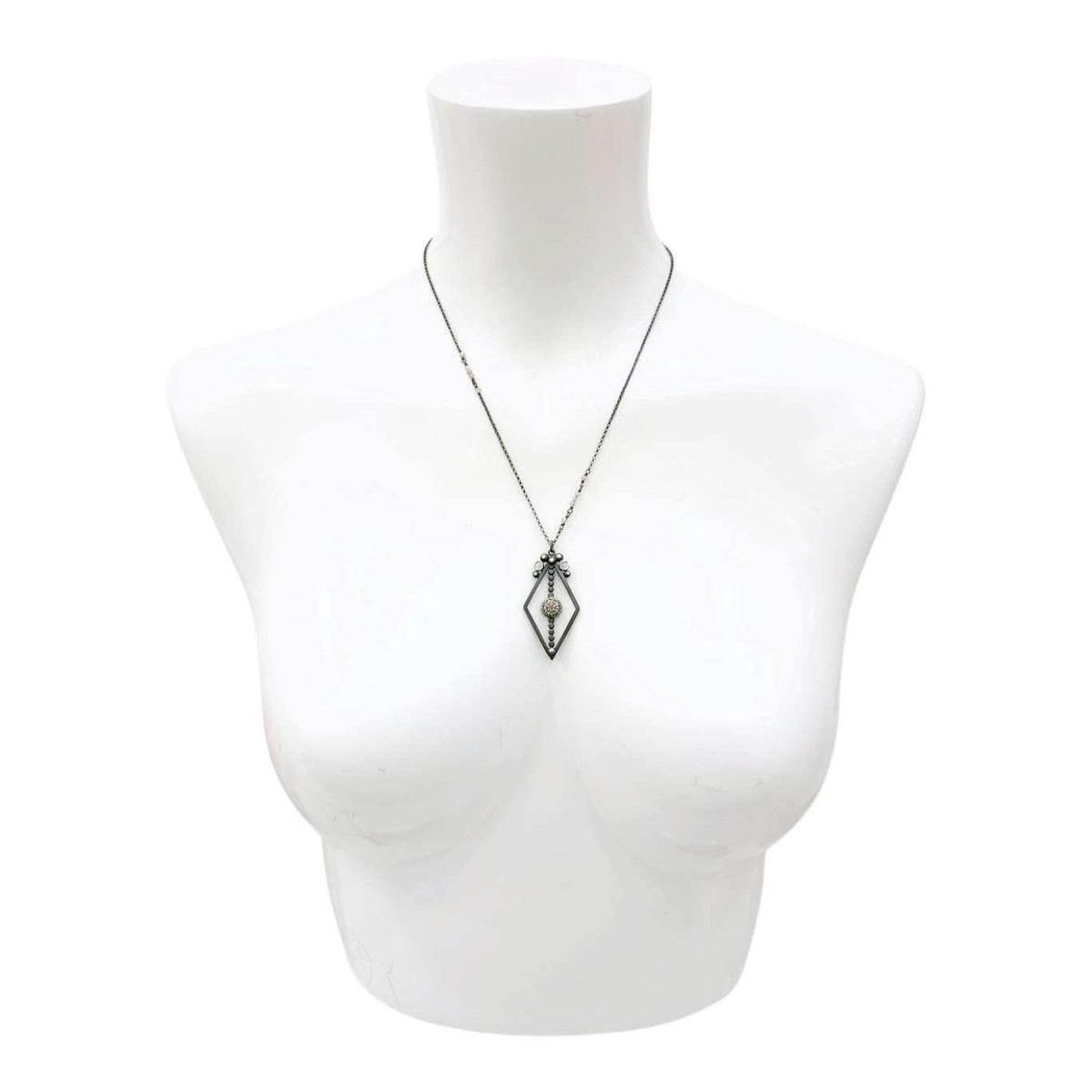 Necklace - Pave Open Frame Diamond Pendant (Sterling Silver, Diamond, Labradorite) by 314 Studio