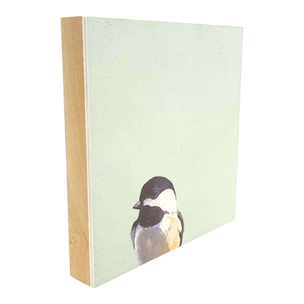 Wall Art - Chickadee on 6in x 6in Wood Panel by The Mincing Mockingbird