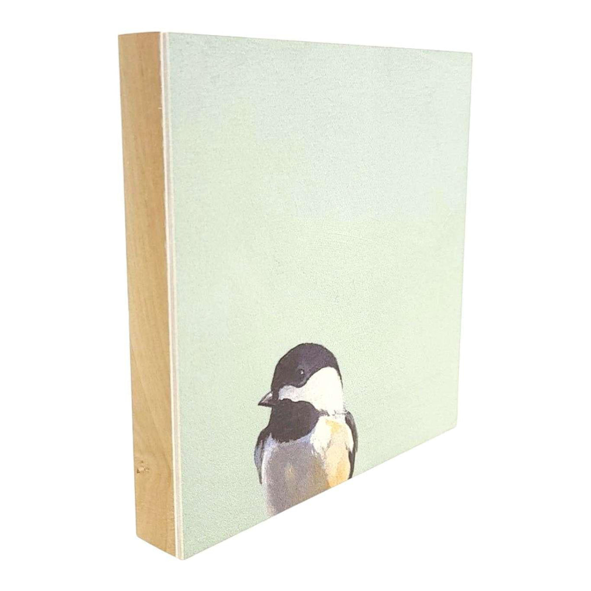 Wall Art - Chickadee on 6in x 6in Wood Panel by The Mincing Mockingbird