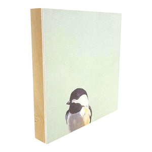 Wall Art - Chickadee on 6in x 6in Wood Panel by The Mincing Mockingbird