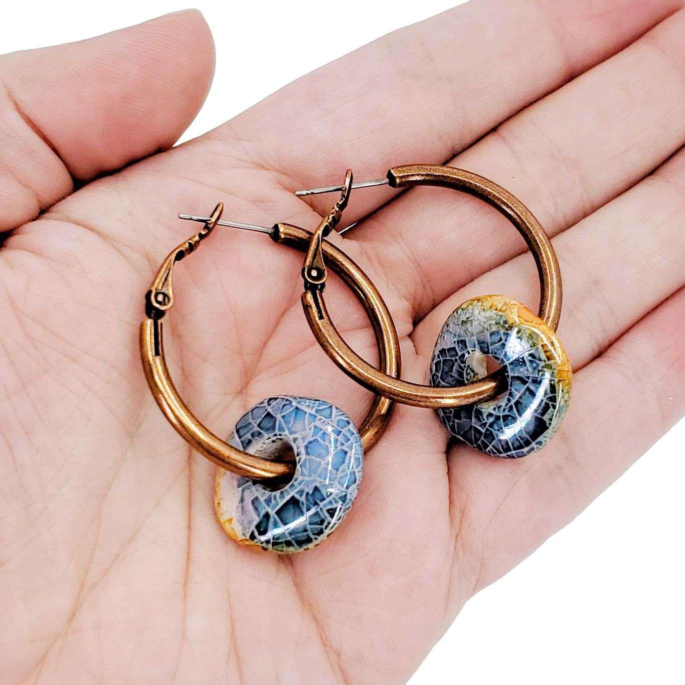 Earrings - Ceramic Ring Hoops (Midnight Sun) by Diana Kauffman