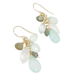 Earrings - Gemstone Clusters (Labradorite, Chalcedony, Moonstone) by Calliope Jewelry