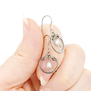 Earrings - Pearl Solo Small Circles (Silver) by Wraptillion