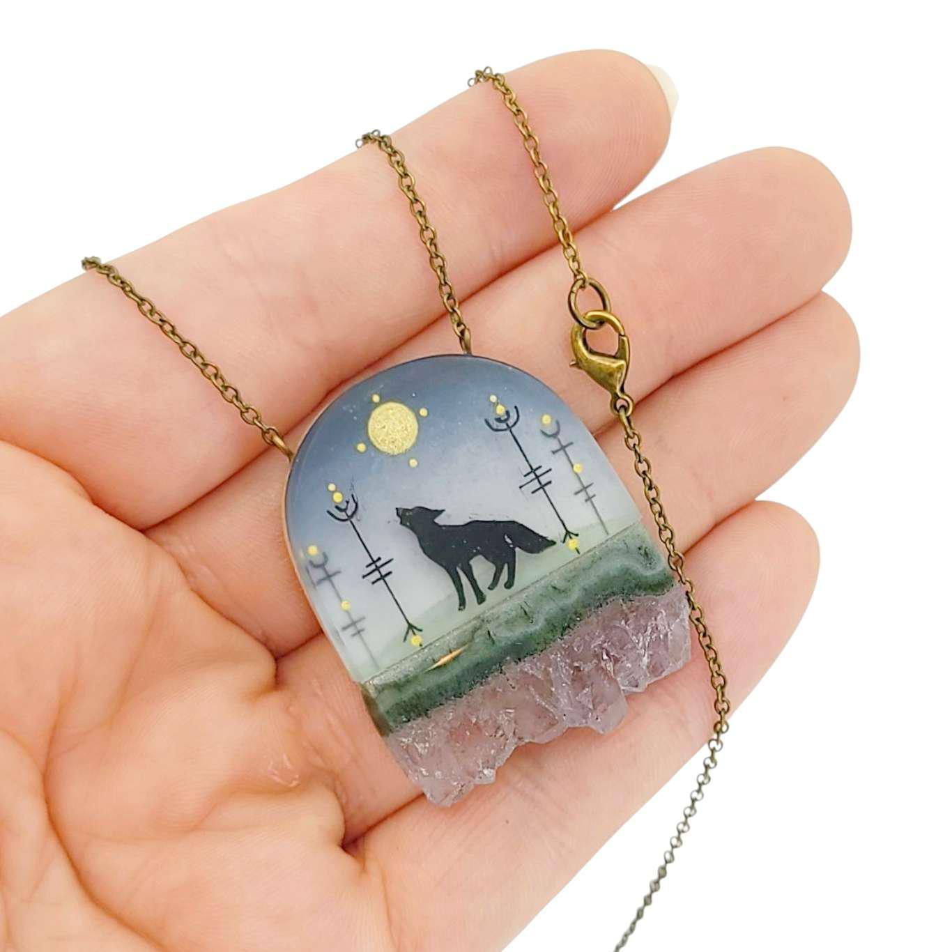 Necklace - Wolf Crystal by Fernworks