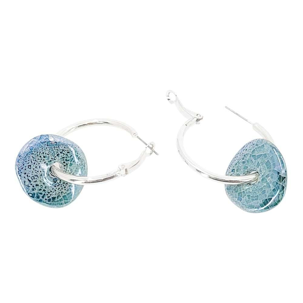 Earrings - Ceramic Ring Hoops (Mosaic) by Diana Kauffman