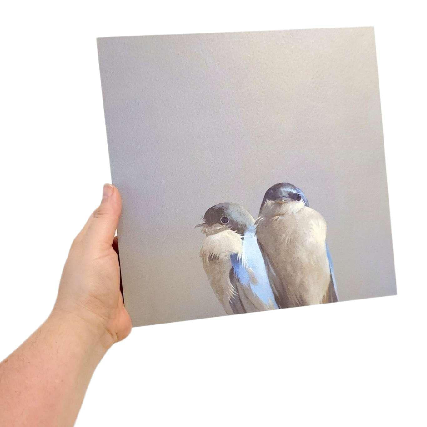 Wall Art - Swallow Pair on 10in x 10in Wood Panel by The Mincing Mockingbird