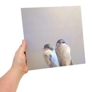 Wall Art - Swallow Pair on 10in x 10in Wood Panel by The Mincing Mockingbird