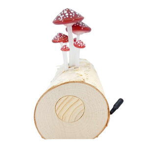 Lamp - Birch Log (Red Mushrooms) by Sage Studios