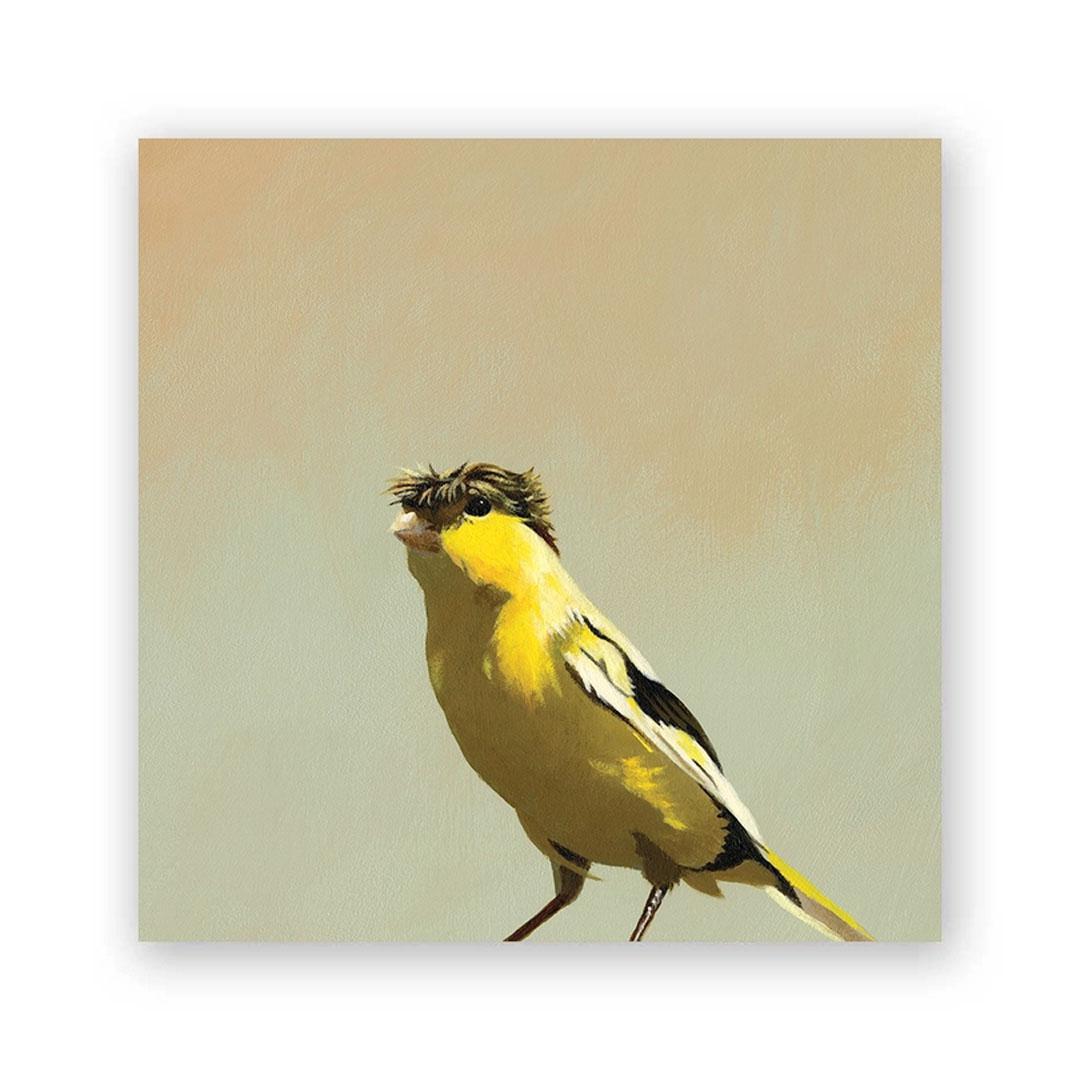 Wall Art - Crested Canary on 6in x 6in Wood Panel by The Mincing Mockingbird