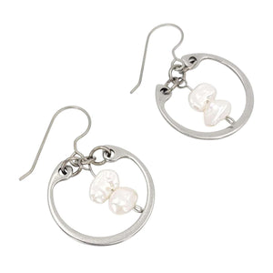 Earrings - Pearl Duo Medium Circles (White) by Wraptillion