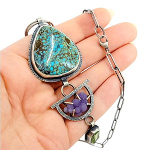 Necklace - Turquoise Botryoidal Chalcedony Peridot Statement OOAK by Allison Kallaway