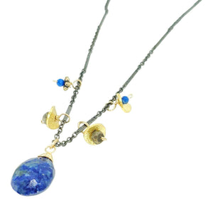 Necklace - Small Gemstone Cluster (Lapis Lazuli, Pyrite) by Calliope Jewelry