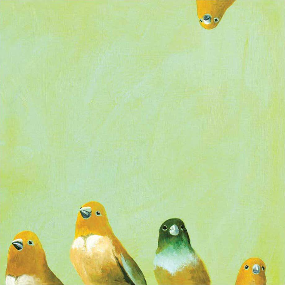 Wall Art - Finch Family on 10in x 10in Wood Panel by The Mincing Mockingbird