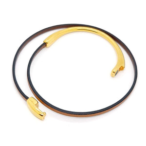 Bracelet - Skinny Breakaway in Whiskey Leather with Silver, Copper, or Gold (7in) by Diana Kauffman Designs