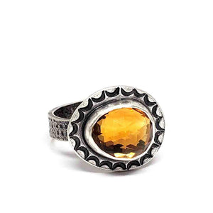 Ring - Size 8.25 - OOAK Citrine Ring in Sterling Silver by Allison Kallaway