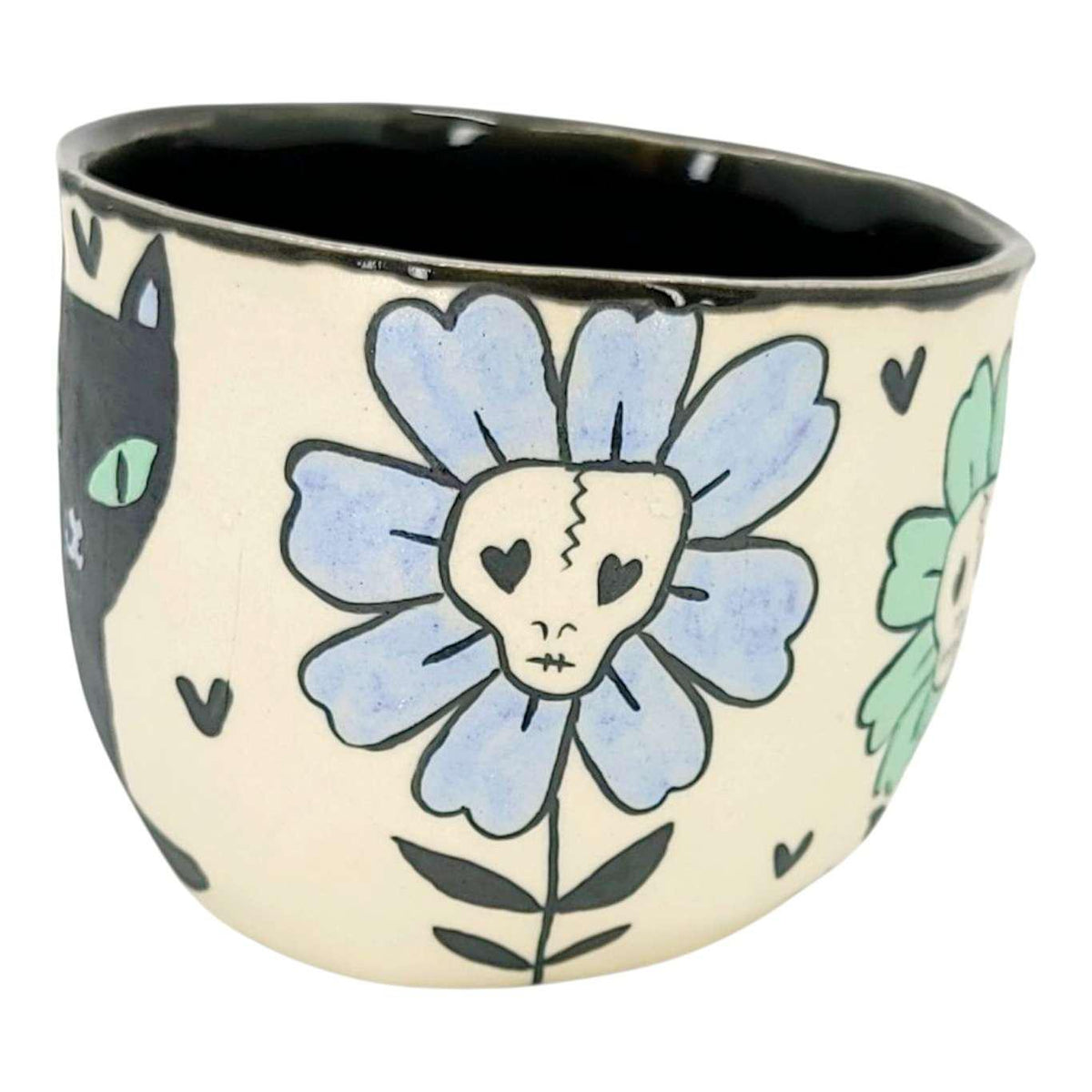 Tumbler - Kitty Flowers (Dark) by Erika Rier