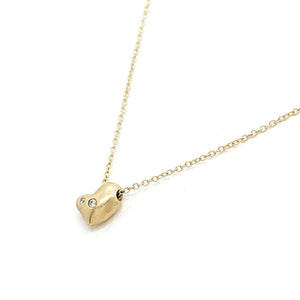 Necklace - Puffy Heart in 14k Yellow Gold and Diamond by Michelle Chang