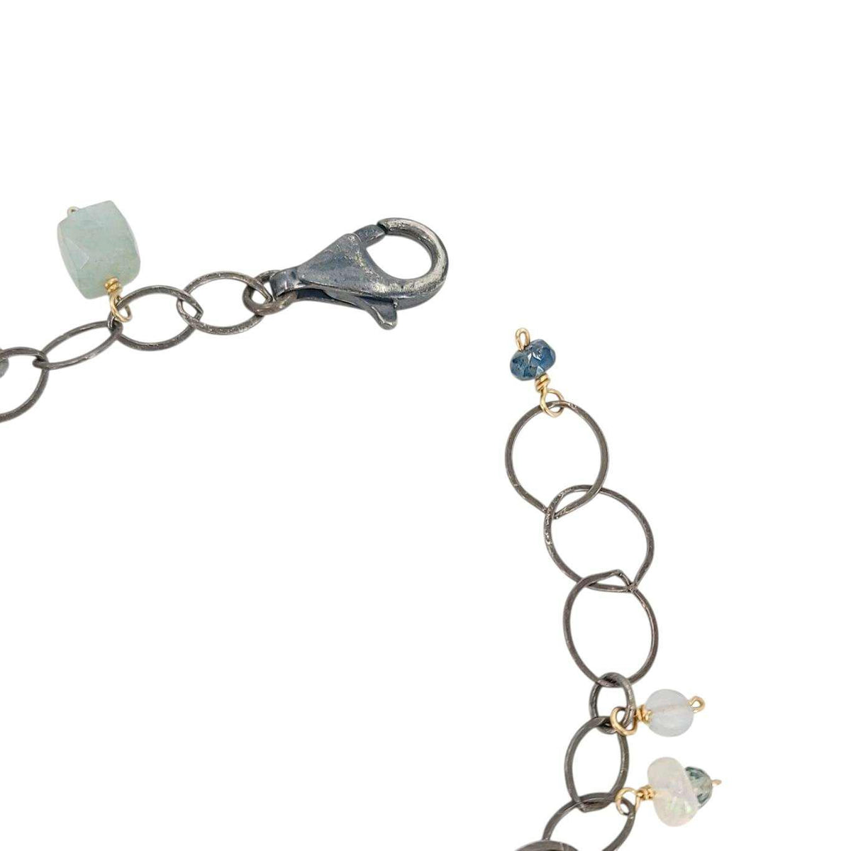 Bracelet - Dainty Gemstone Drops (Opal, Kyanite, Aquamarine) by Calliope Jewelry