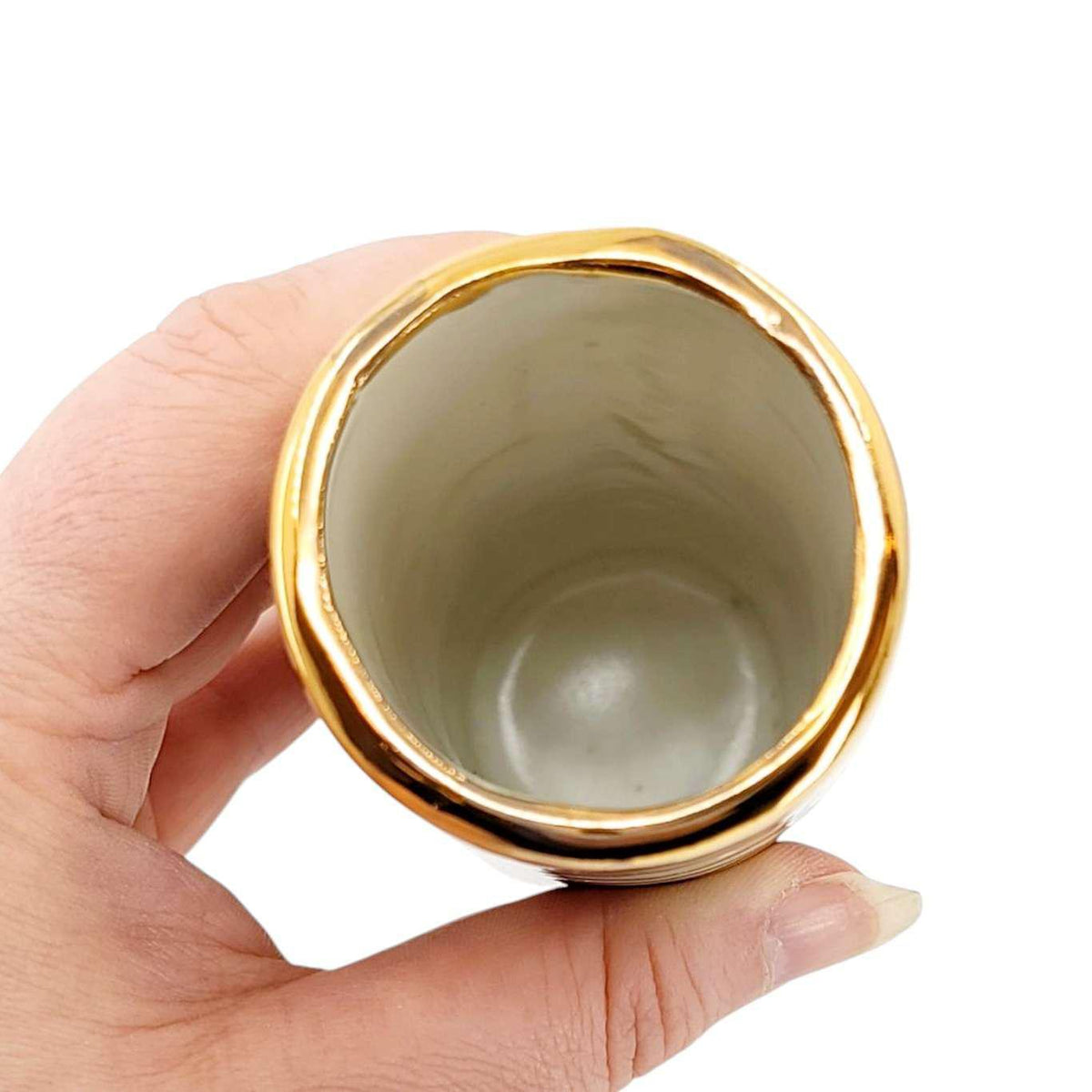 Vase - 6in Floral Cylinder with 22k Gold Solid Background (C) by Hsieh Clay SF