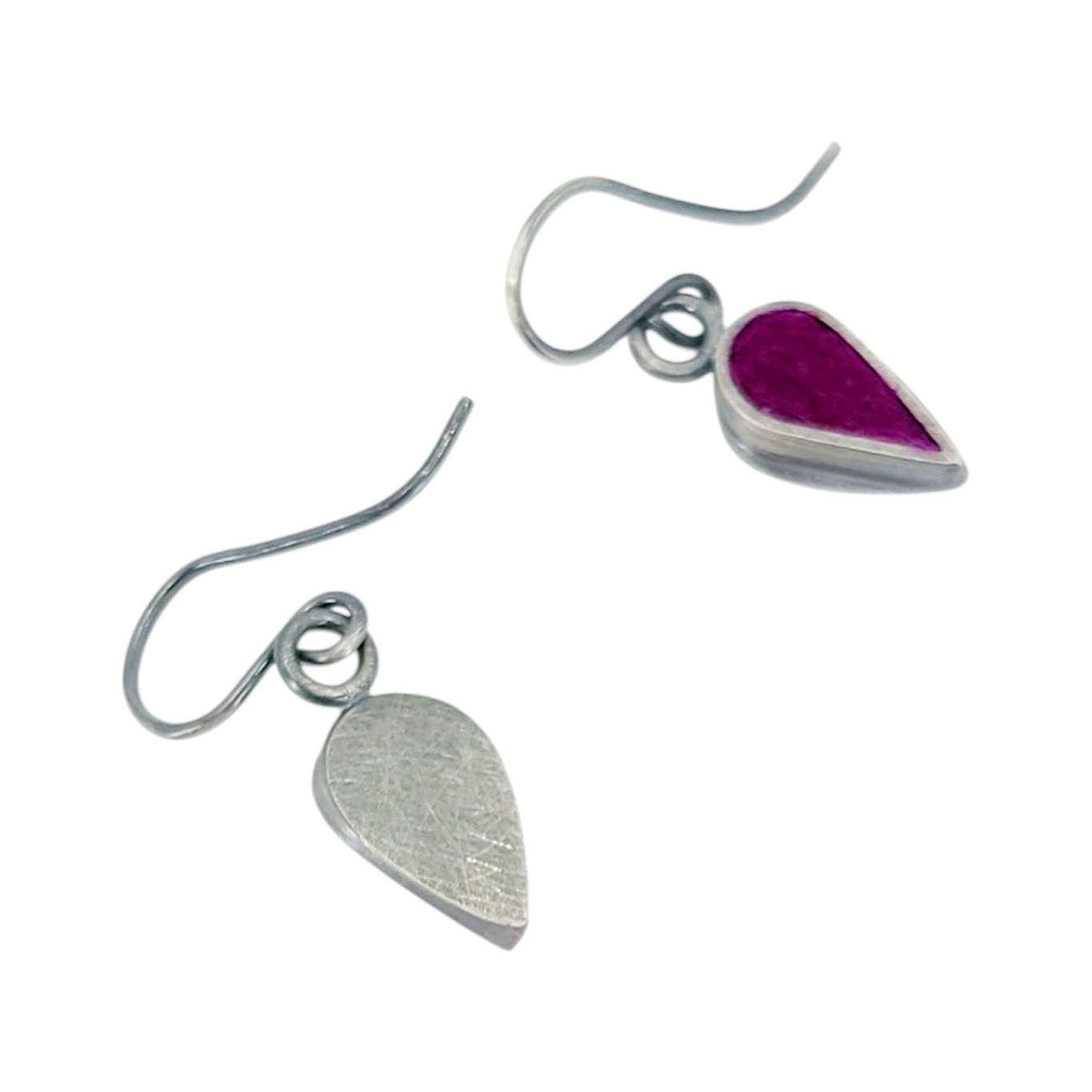 Earrings - Tiny Teardrops in Raspberry by Michele A. Friedman