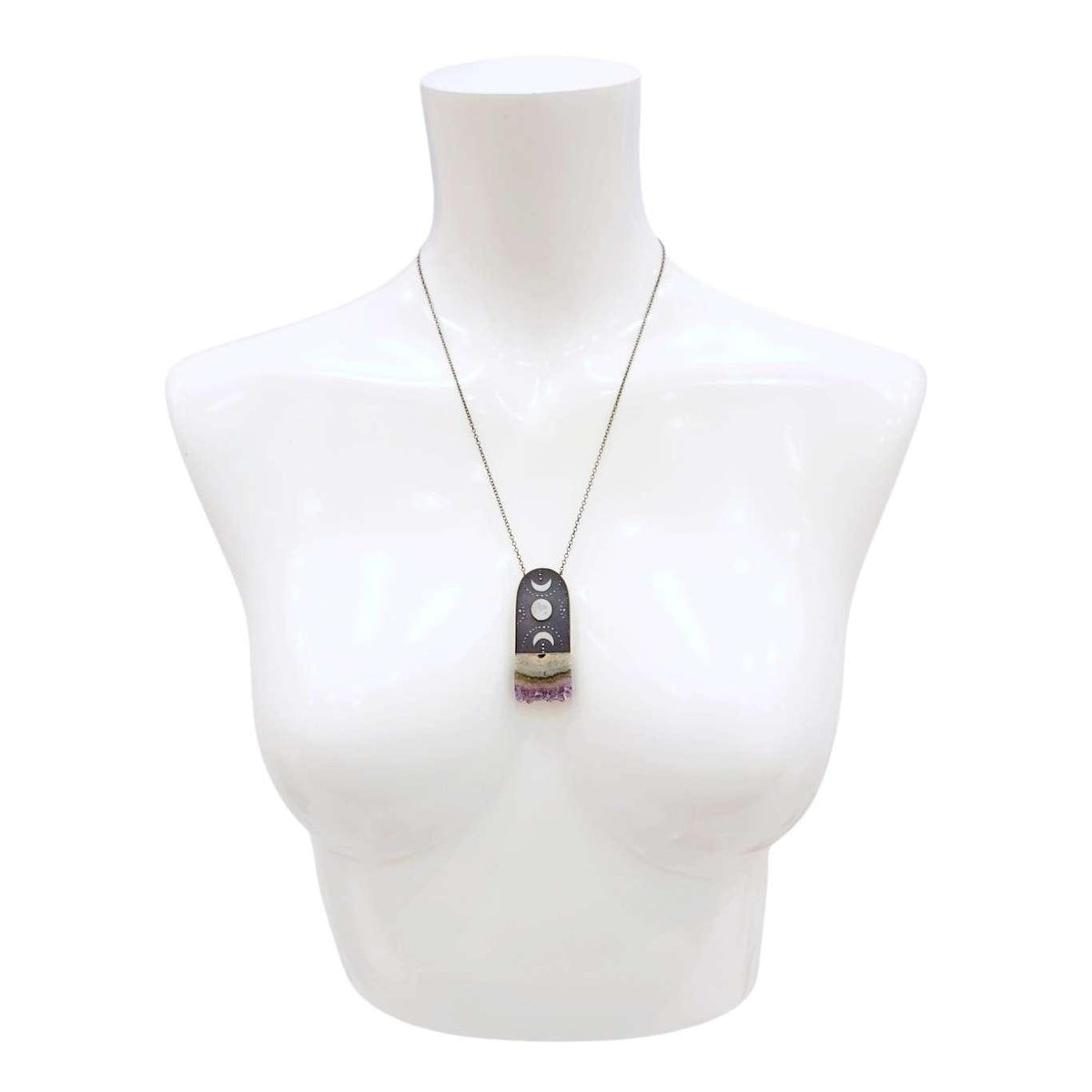 Necklace - Jasper Moons Crystal (Gunmetal) by Fernworks