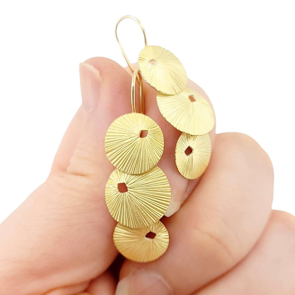 Earrings - Triple Textured Discs in 18k Bi-metal by Susan Mahlstedt