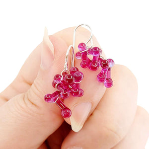 Earrings - Short Rosetti Glass Clusters in Hot Pink by Krista Bermeo Studio