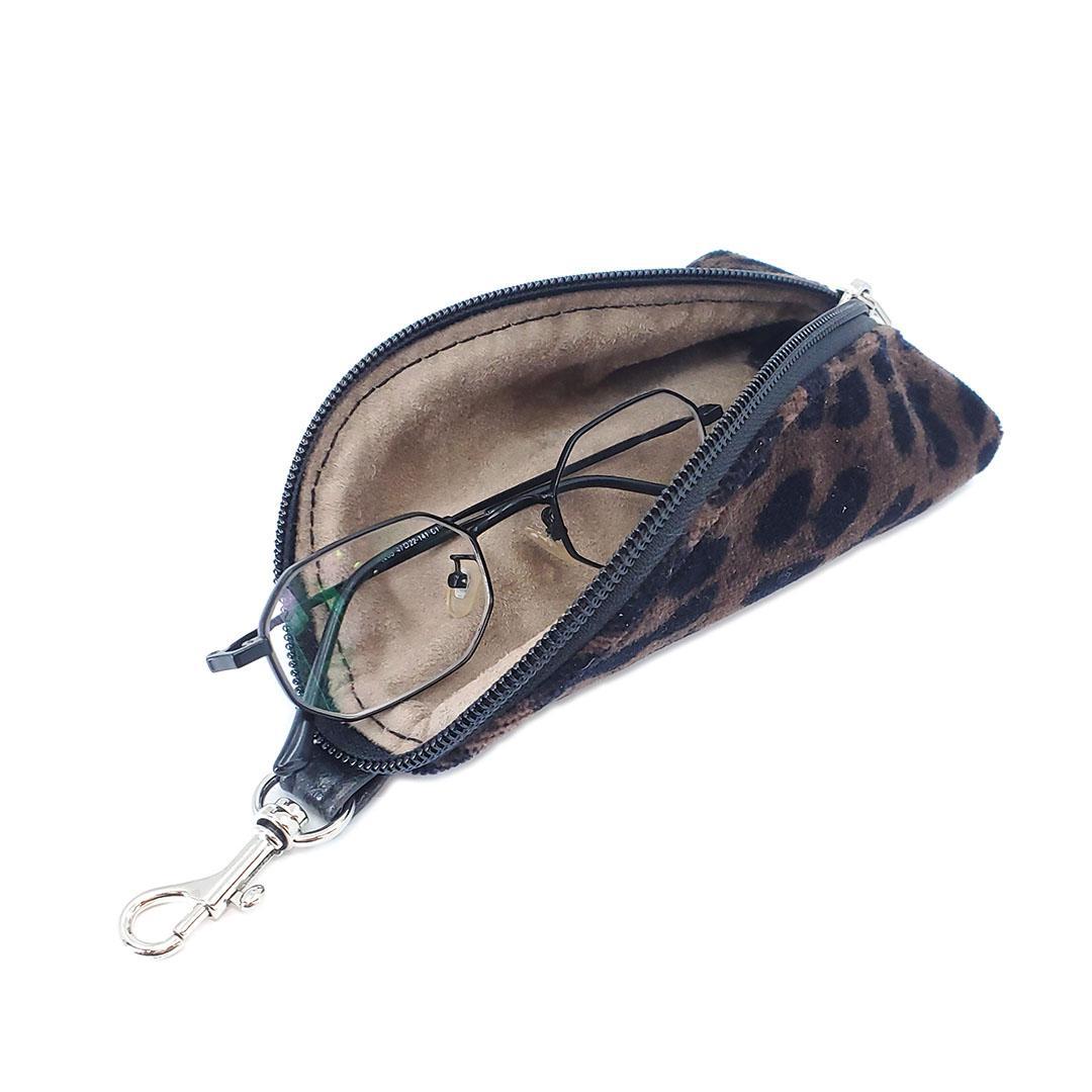 Accessory - Clip On Padded Eyeglass Case (Dark Leopard Velvet) by Crystalyn Kae