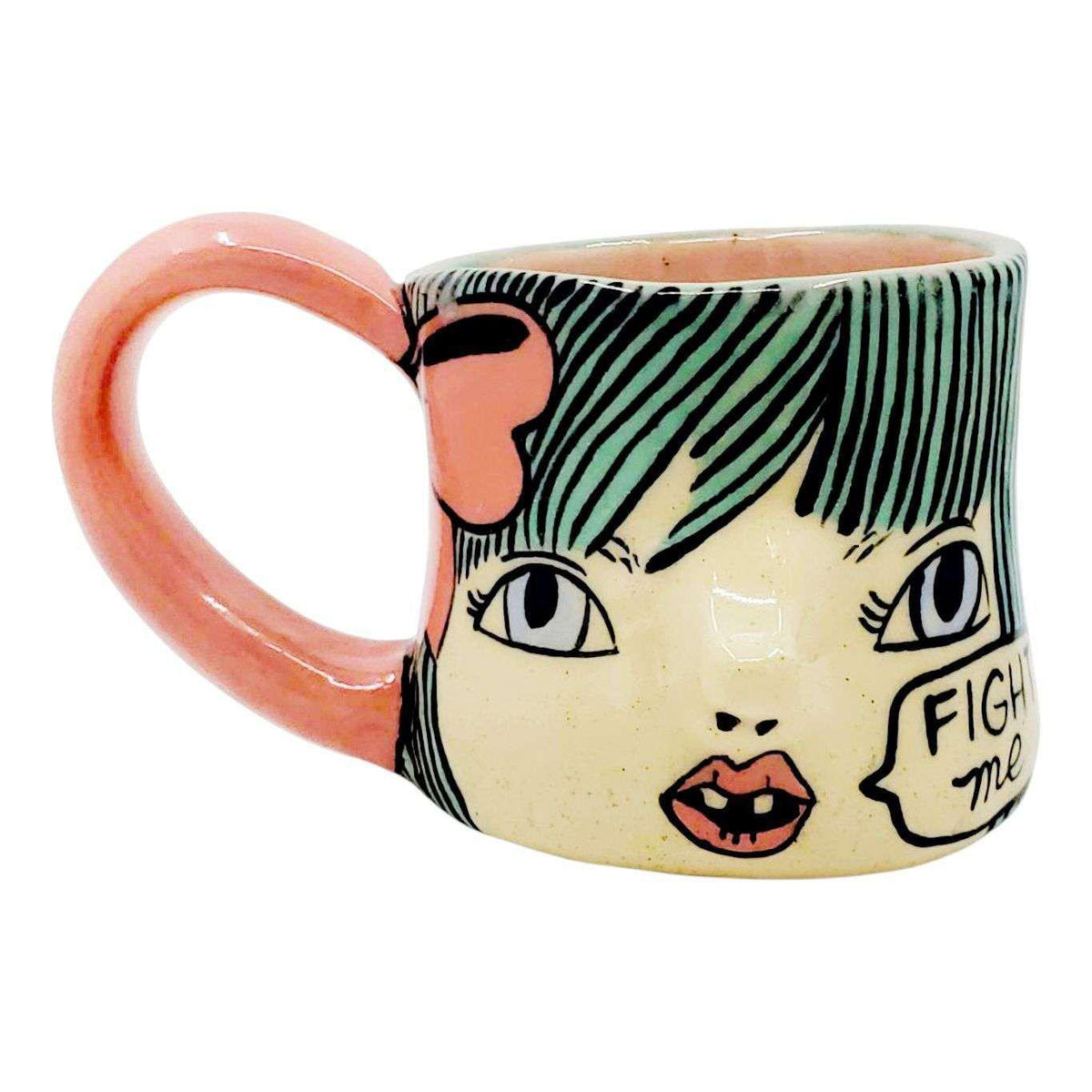 Mug - Fight Me Stoneware Cup by Erika Rier