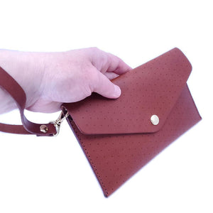 Wallet – Clutch Perforated Leather (Brown or Tan) by Woolly Made