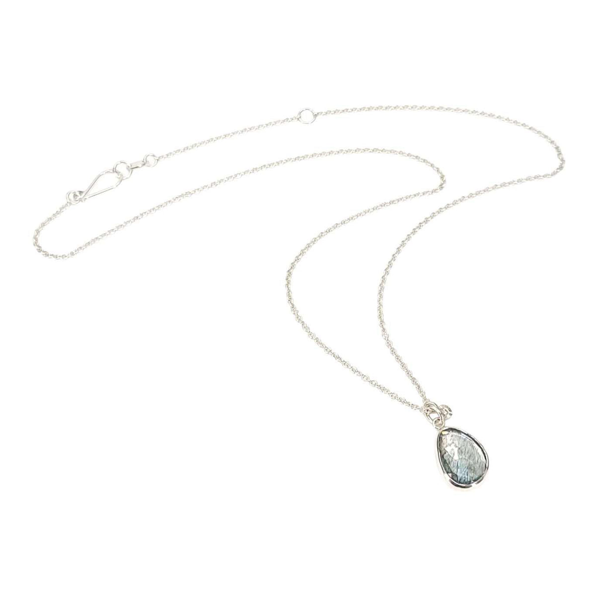 Necklace - Theia (Moss Aquamarine, Diamond, Sterling Silver) by Corey Egan