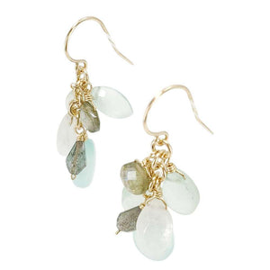 Earrings - Gemstone Clusters (Labradorite, Chalcedony, Moonstone) by Calliope Jewelry