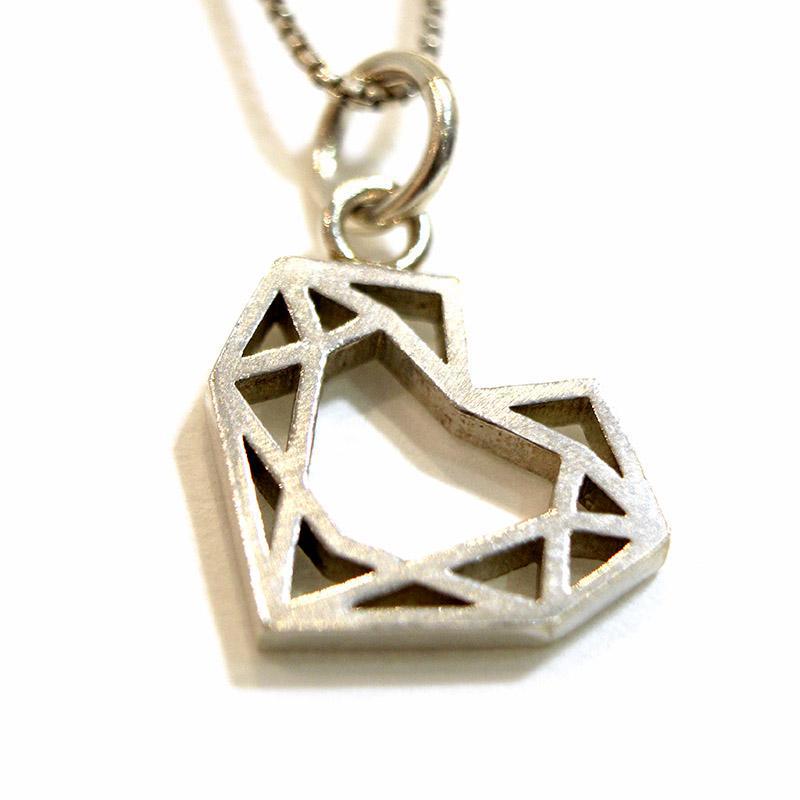 Pendant Necklace - Medium Heart Cut Shiny Sterling by La Objeteria